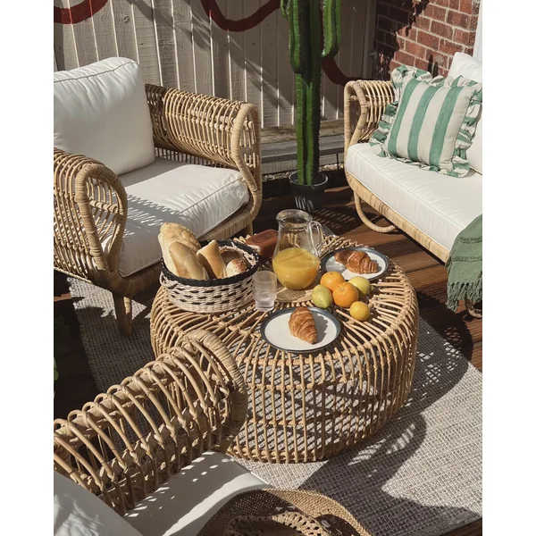 Table basse de jardin RANDAZZO 85 cm 85 cm Rotin Marron clair