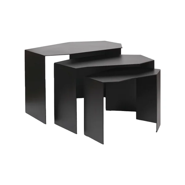 Table basse SHARD CLUSTER Set de 3 tables gigognes Noir FERM LIVING