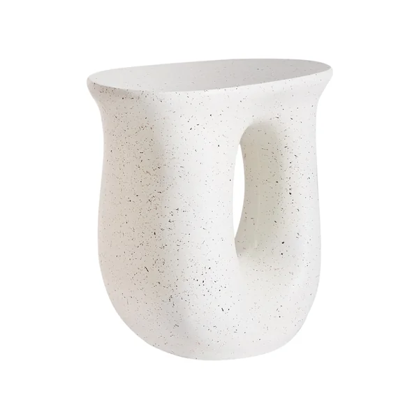 Table d'appoint IDRO 42 cm 28 cm Effet terrasse Terrazzo blanc