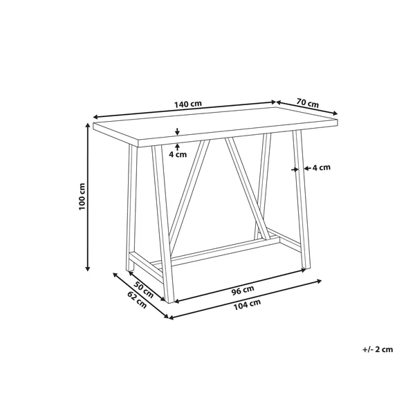 Table de bar de jardin TALAMONE 140 cm 70 cm Gris