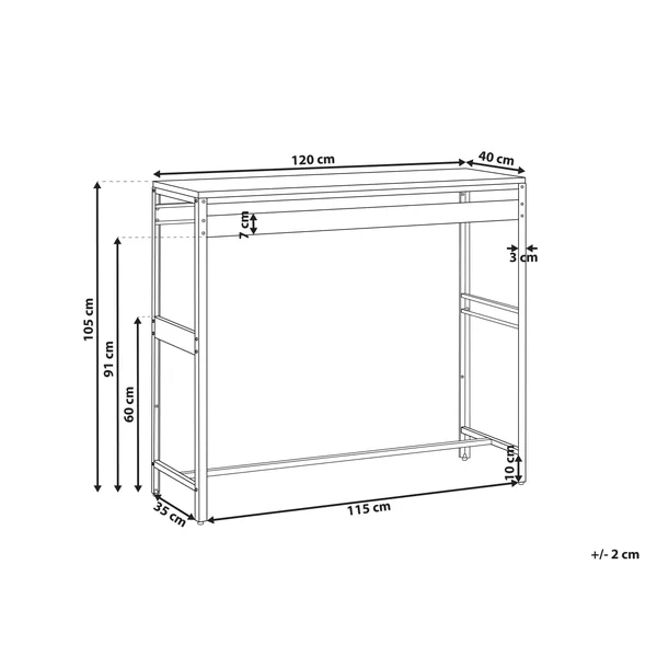 Table de bar pour l'extérieur MAENZA 120 cm 40 cm Métal Bleu