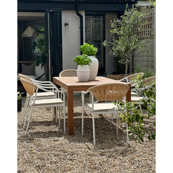 Table de salle à manger de jardin BARATTI 180 cm 90 cm Acacia Marron