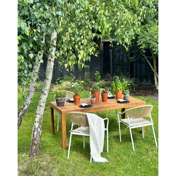 Table de salle à manger de jardin BARATTI 180 cm 90 cm Acacia Marron