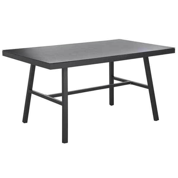 Table de salle à manger de jardin CANETTO 150 cm 90 cm Verre Noir