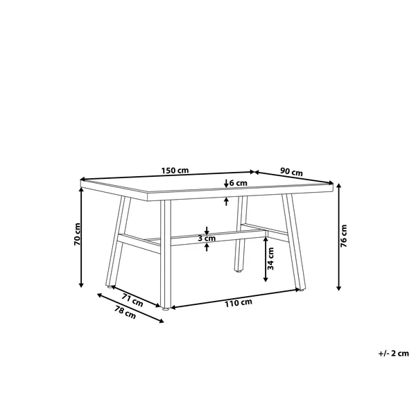 Table de salle à manger de jardin CANETTO 150 cm 90 cm Verre Noir