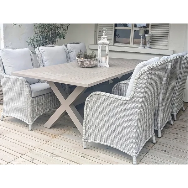 Table de salle à manger de jardin CASCAIS 200 cm 105 cm Métal Taupe