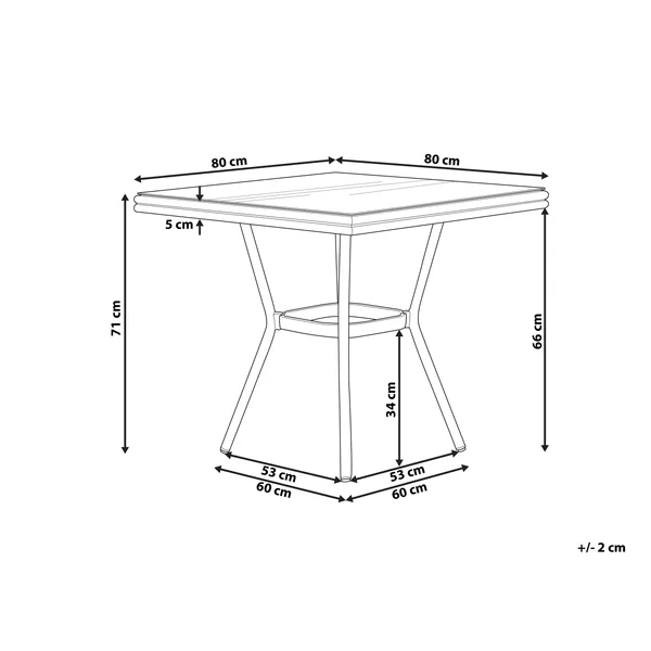 Table de salle à manger de jardin CASPRI II 80 cm 80 cm Verre Gris