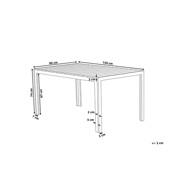 Table de salle à manger de jardin COMO 150 cm 90 cm Gris