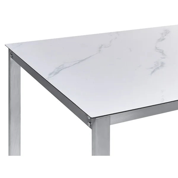 Table de salle à manger de jardin COSOLETO 180 cm 90 cm Effet marbre Verre Blanc
