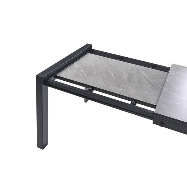 Table de salle à manger de jardin extensible BINASCO 160/220 cm 90 cm Effet pierre Gris