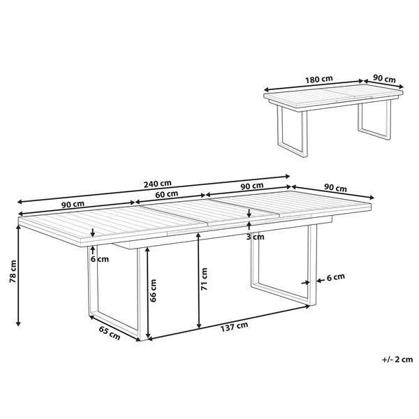 Table de salle à manger de jardin extensible VALCANETTO 180/240 cm 90 cm Métal Noir