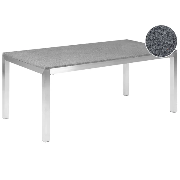 Table de salle à manger de jardin GROSSETO 180 cm 90 cm Poli Granit Gris