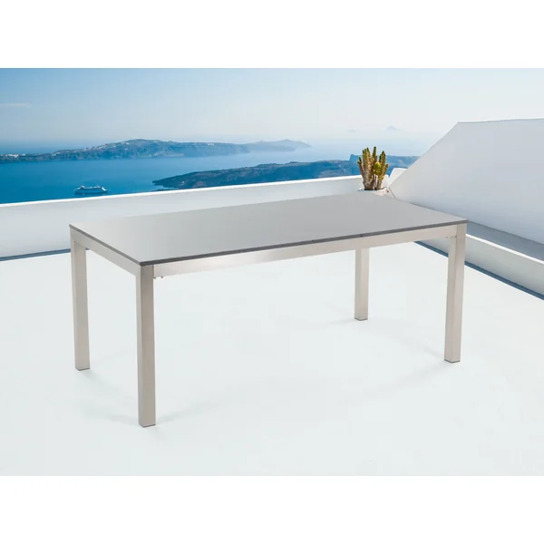 Table de salle à manger de jardin GROSSETO 180 cm 90 cm Poli Granit Gris