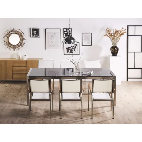 Table de salle à manger de jardin GROSSETO 220 cm 100 cm Poli Granit Gris
