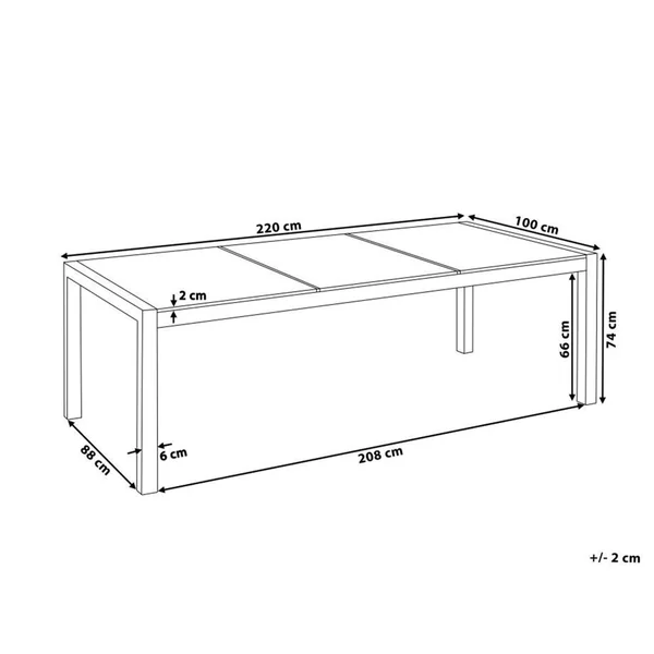 Table de salle à manger de jardin GROSSETO 220 cm 100 cm Poli Granit Gris