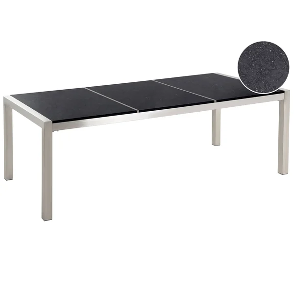 Table de salle à manger de jardin GROSSETO 220 cm 100 cm Poli Granit Noir