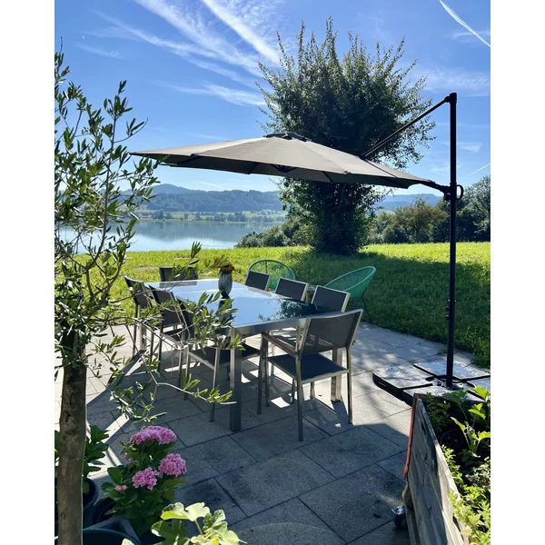 Table de salle à manger de jardin GROSSETO 220 cm 100 cm Poli Granit Noir