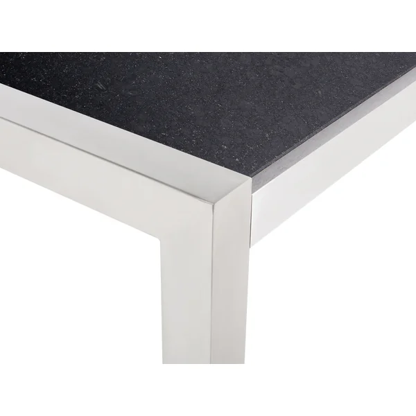 Table de salle à manger de jardin GROSSETO 220 cm 100 cm Poli Granit Noir