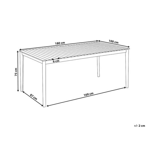 Table de salle à manger de jardin JACO 180 cm 100 cm Acacia Marron clair
