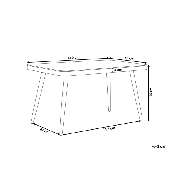 Table de salle à manger de jardin LIPARI 140 cm 80 cm Verre Gris