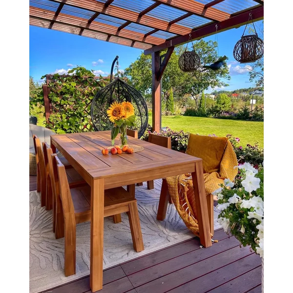 Table de salle à manger de jardin LIVORNO 210 cm 90 cm Acacia Marron