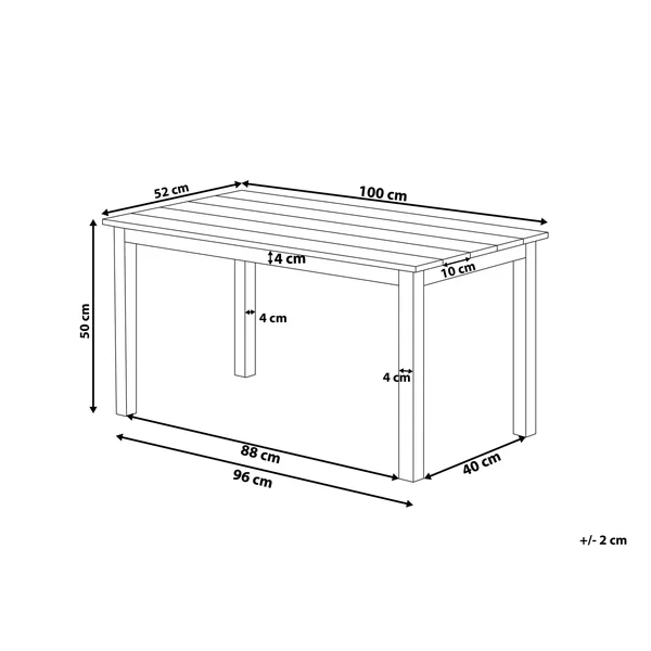 Table de salle à manger de jardin MESSINA 100 cm 52 cm Blanc