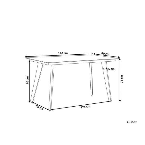Table de salle à manger de jardin MILETO 140 cm 80 cm Verre Gris