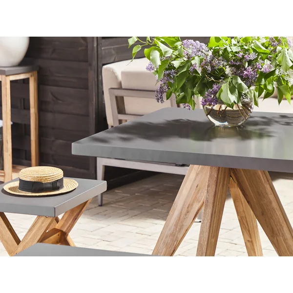 Table de salle à manger de jardin OLBIA 90 cm 90 cm Béton Gris