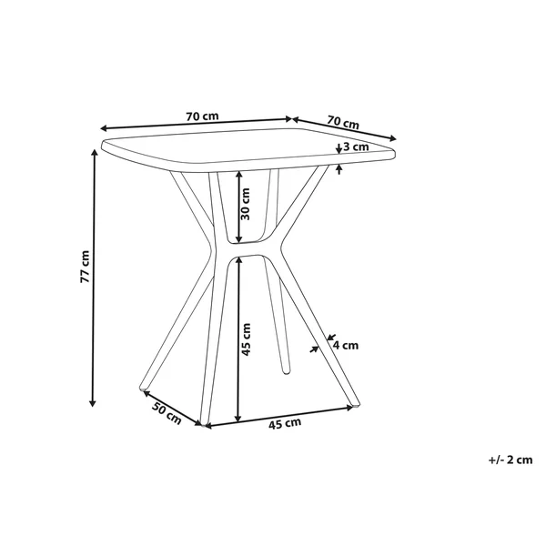 Table de salle à manger de jardin PIAVE 70 cm 70 cm Noir