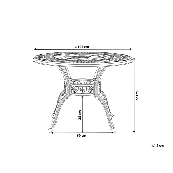 Table de salle à manger de jardin SALENTO 102 cm 102 cm Métal Marron foncé