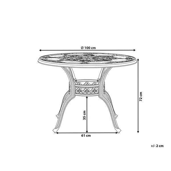 Table de salle à manger de jardin SAPRI 100 cm 100 cm Métal Marron foncé