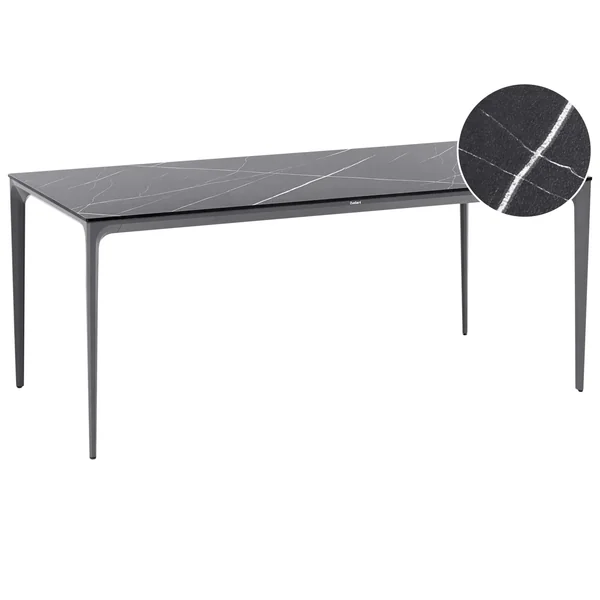 Table de salle à manger de jardin SOVARETO 180 cm 90 cm Effet marbre Marbre noir