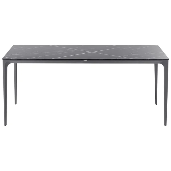 Table de salle à manger de jardin SOVARETO 180 cm 90 cm Effet marbre Marbre noir
