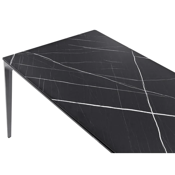Table de salle à manger de jardin SOVARETO 180 cm 90 cm Effet marbre Marbre noir