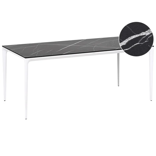 Table de salle à manger de jardin SOVARETO 180 cm 90 cm Effet marbre Marbre noir