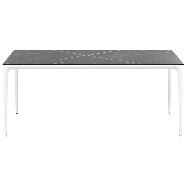 Table de salle à manger de jardin SOVARETO 180 cm 90 cm Effet marbre Marbre noir