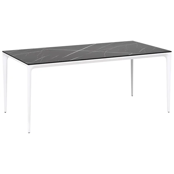 Table de salle à manger de jardin SOVARETO 180 cm 90 cm Effet marbre Marbre noir