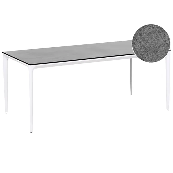 Table de salle à manger de jardin SOVARETO 180 cm 90 cm Effet pierre Gris foncé