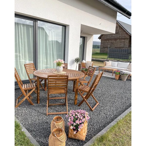 Table de salle à manger de jardin TOLVE 150 cm 150 cm Acacia Marron