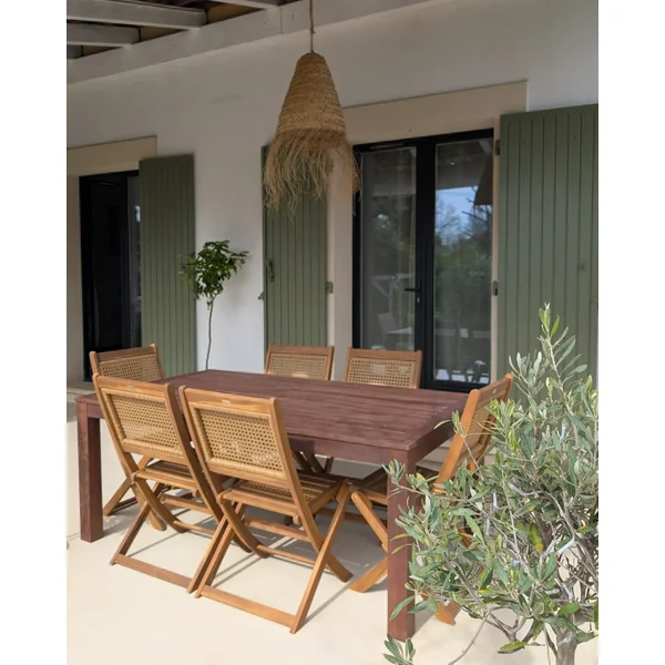 Table de salle à manger de jardin TUSCANIA 180 cm 100 cm Bois d'eucalyptus Marron foncé