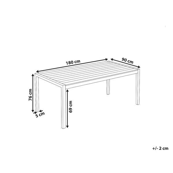 Table de salle à manger de jardin VERNIO 180 cm 90 cm Métal Gris