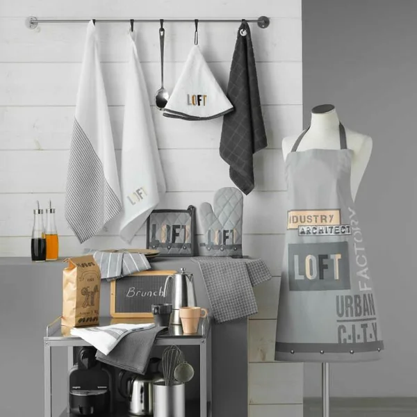 TABLIER ET POCHE 60X84 CM COTON IMPRIME AU BISTROT ROUGE