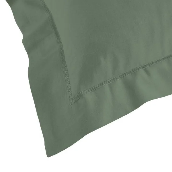 TAIE D OREILLER VOLANT PLAT 50X70CM UNI 57 FILS LINA KAKI