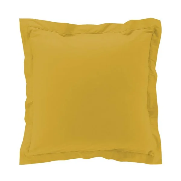 TAIE D OREILLER VOLANT PLAT 63X63CM PERCALE 78 FILS OCRE