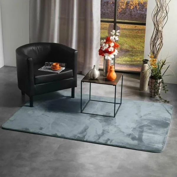 TAPIS RECTANGLE 120X170CM FLANELLE UNIE FLANOU GRIS