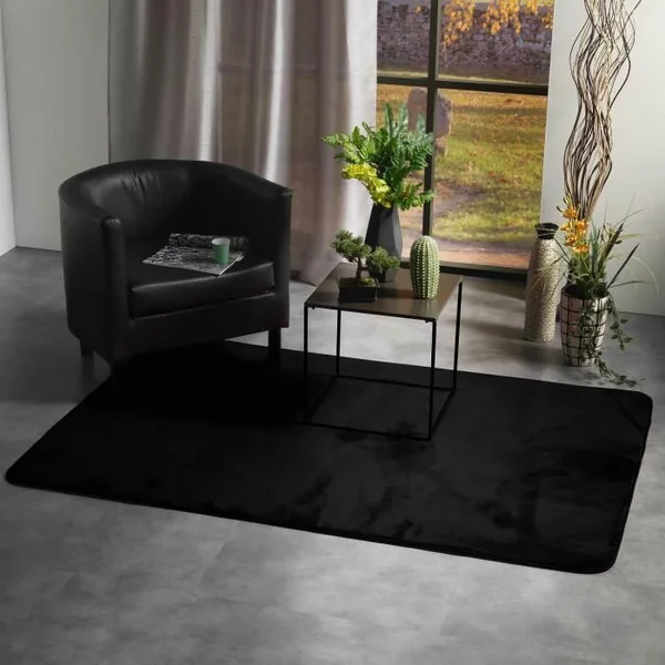 TAPIS RECTANGLE 120X170CM FLANELLE UNIE FLANOU GRIS