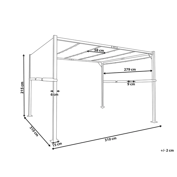 Tonnelle de jardin LED PARGA Métal 310 cm 310 cm Beige