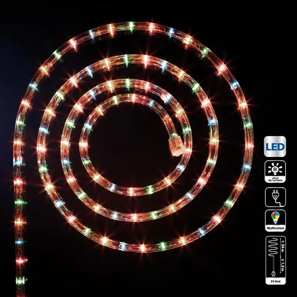 TUBE ELECTRIQUE EXTERIEUR A LEDS 24M MULTICOLORE