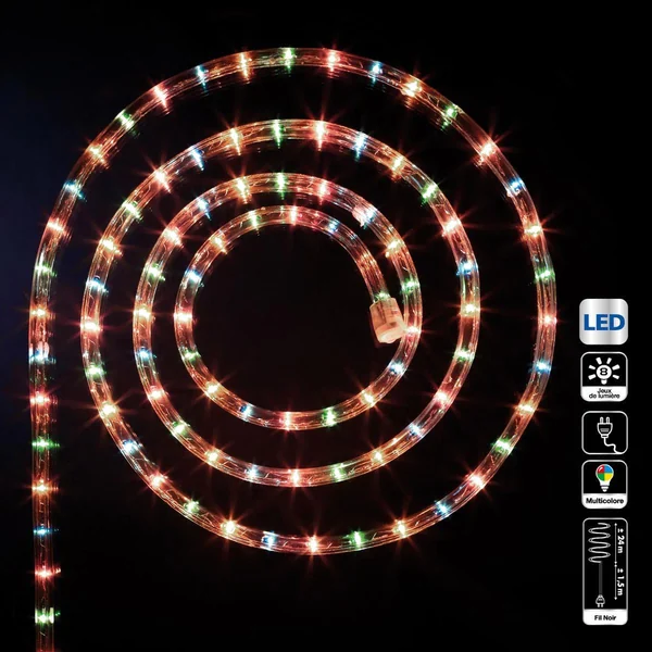 TUBE ELECTRIQUE EXTERIEUR A LEDS 24M MULTICOLORE