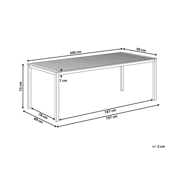 Tuin eettafel VIAREGGIO 200 cm 90 cm Gecertificeerd teakhout Bruin
